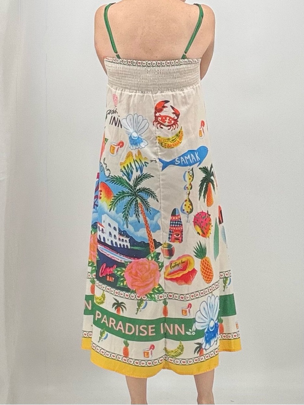 Vintage 70s Resortwear Vacation Cruise Linen Tropical Boho Sun Summer Midi Dress - Picture 5 of 14